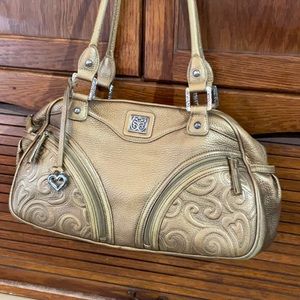 Brighten leather double handle Handbag.